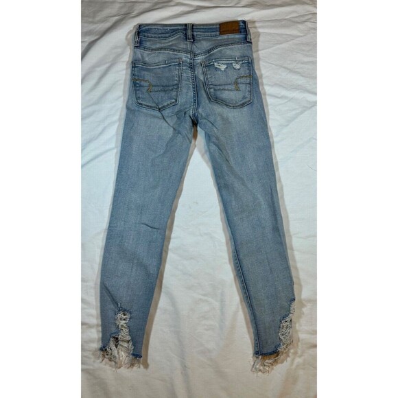 American Eagle Jeans Hi-Rise Jegging Crop Next Level Stretch Distressed Size 00 - Picture 8 of 8